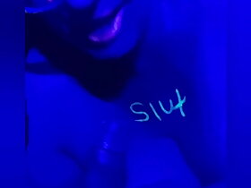 Blowjob here blacklight UV divertissement British reinforcer bbw